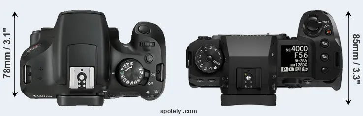 Compare 1300D versus X-H2 top