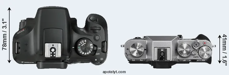 Compare 1300D versus X-T10 top