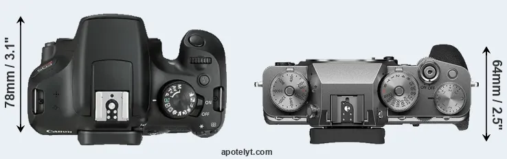 Compare 1300D versus X-T4 top