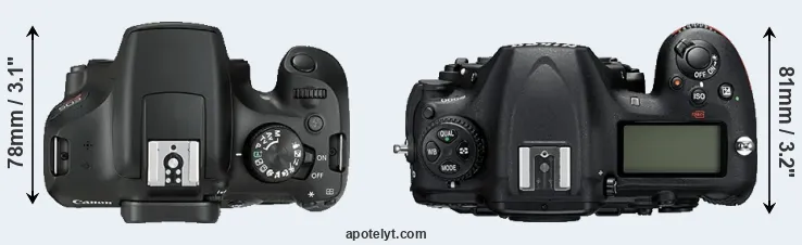 Compare 1300D versus D500 top