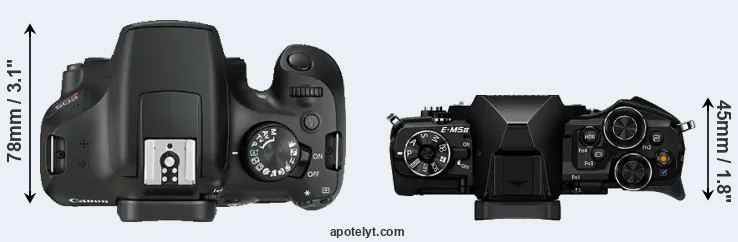 Compare 1300D versus E-M5 II top