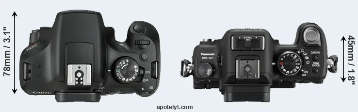 Compare 1300D versus GH1 top