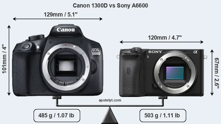 Size Canon 1300D vs Sony A6600