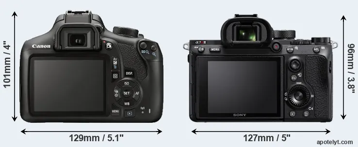 Comparison 1300D or A7R III rear