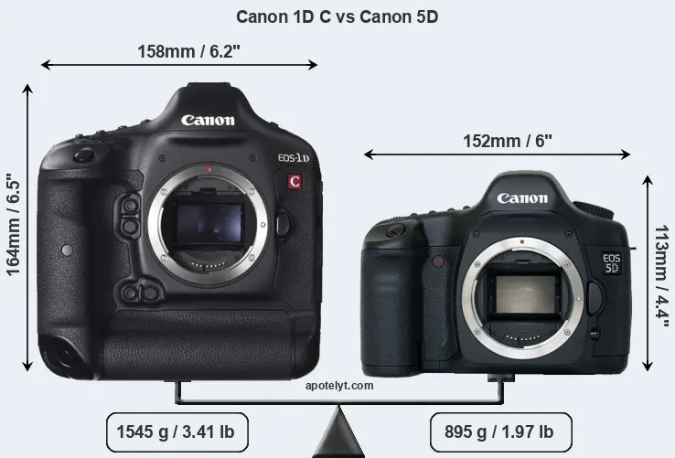 Size Canon 1D C vs Canon 5D