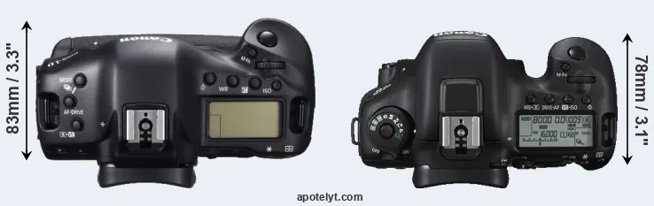 Compare 1DC versus 7D Mark II top