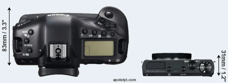 Compare 1DC versus G9X Mark II top