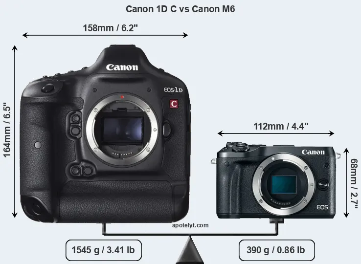 Size Canon 1D C vs Canon M6