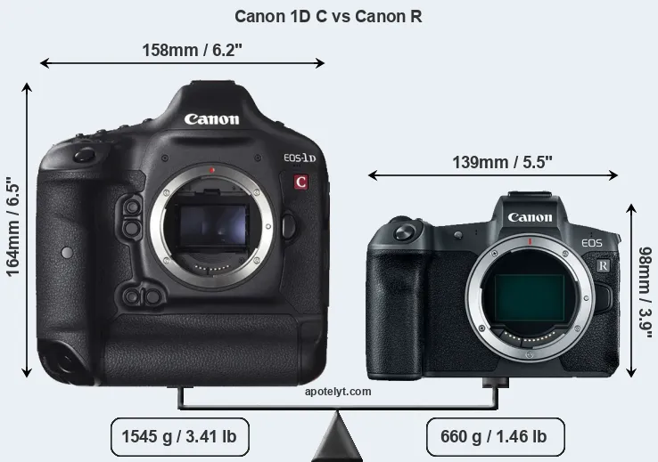 Size Canon 1D C vs Canon R
