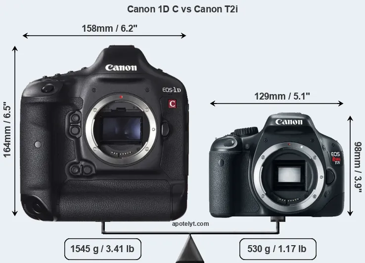 Size Canon 1D C vs Canon T2i