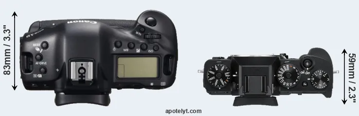 Compare 1DC versus X-T3 top