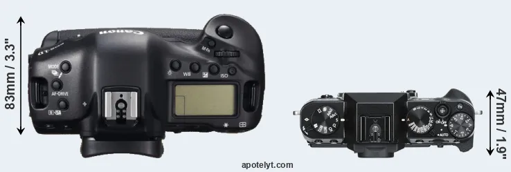 Compare 1DC versus X-T30 top