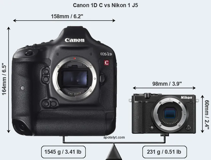 Size Canon 1D C vs Nikon 1 J5