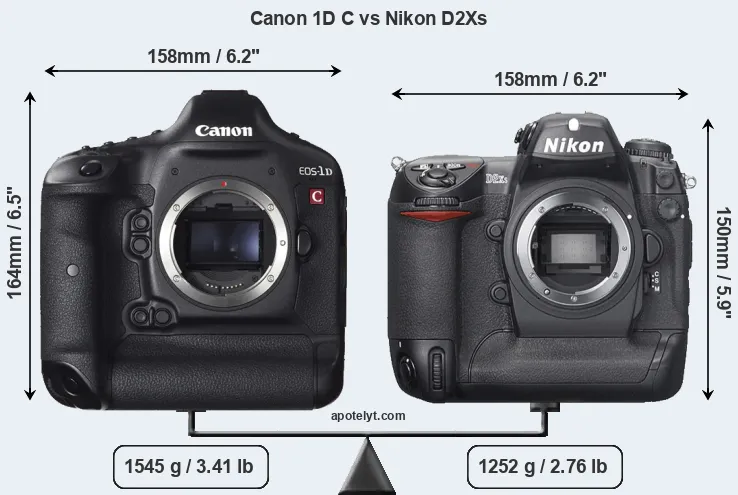 Size Canon 1D C vs Nikon D2Xs