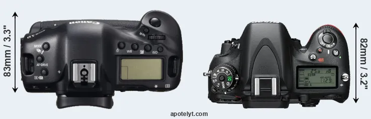 Compare 1DC versus D610 top