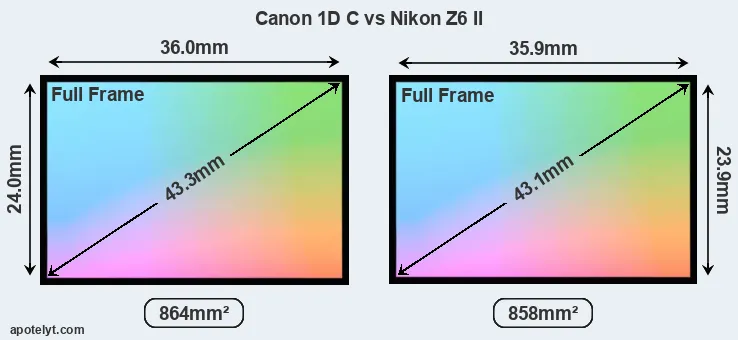 Canon 1D C and Nikon Z6 II sensor measures