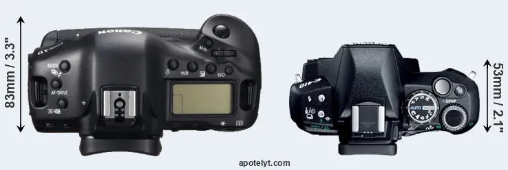 Compare 1DC versus E-410 top