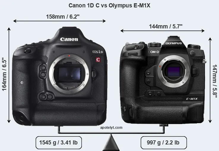 Size Canon 1D C vs Olympus E-M1X