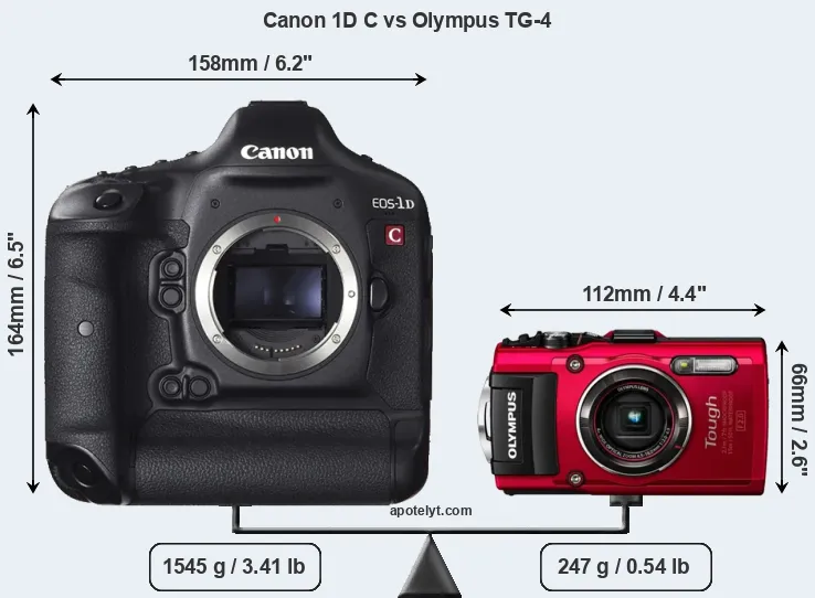 Size Canon 1D C vs Olympus TG-4