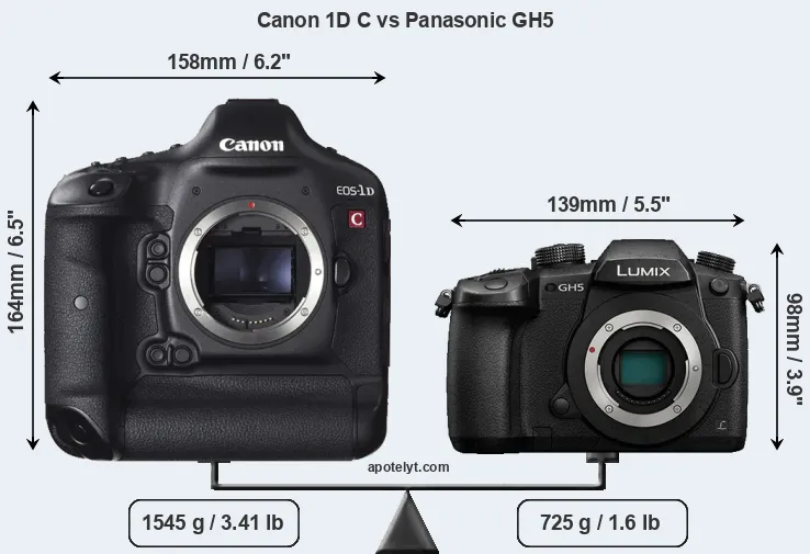 Size Canon 1D C vs Panasonic GH5