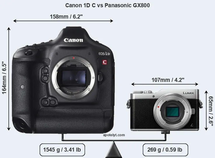 Size Canon 1D C vs Panasonic GX800