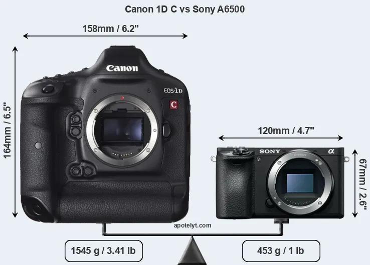 Size Canon 1D C vs Sony A6500