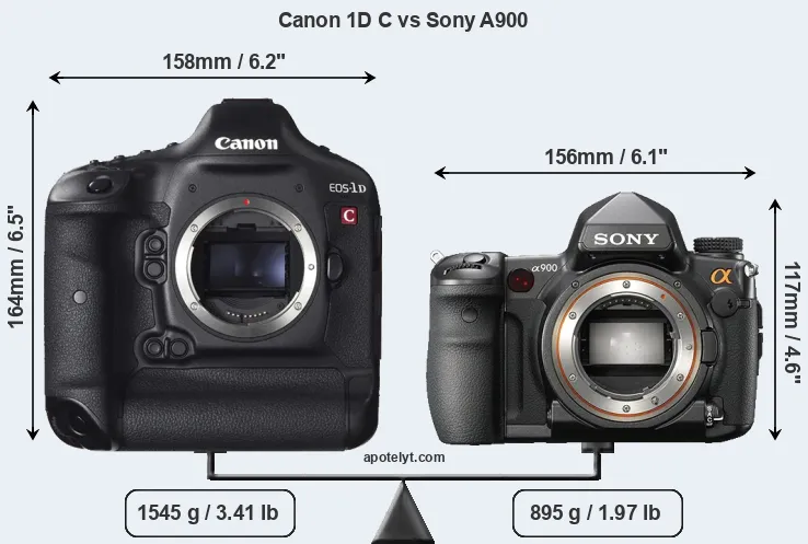 Size Canon 1D C vs Sony A900