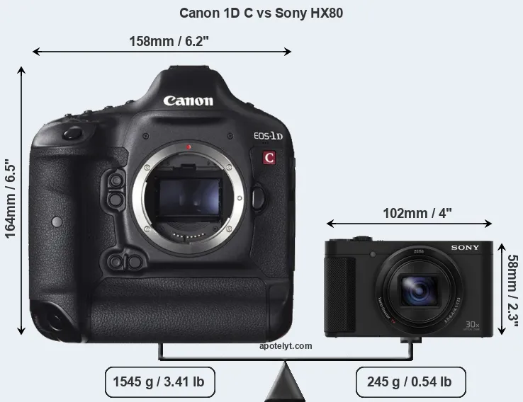 Size Canon 1D C vs Sony HX80