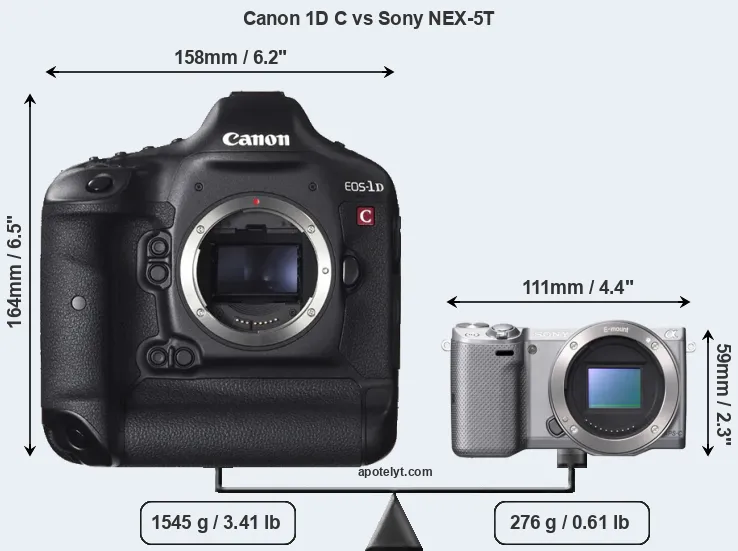 Size Canon 1D C vs Sony NEX-5T