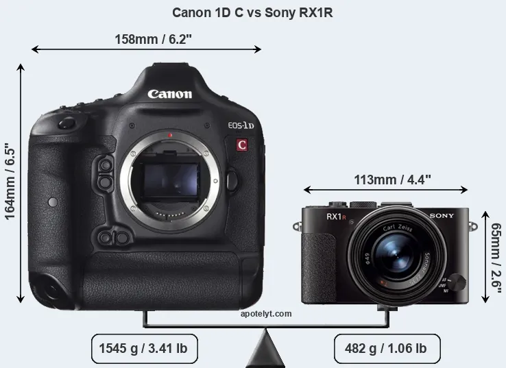 Size Canon 1D C vs Sony RX1R