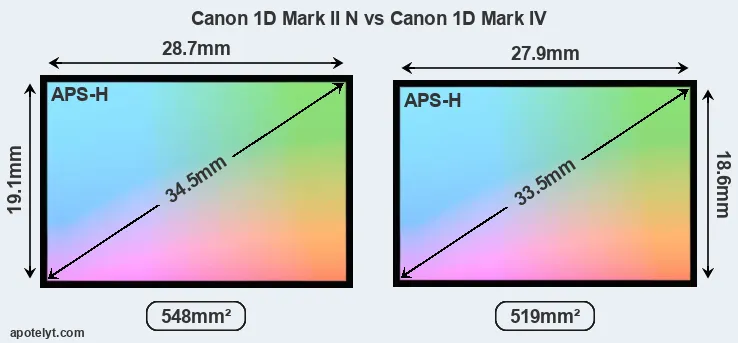 Canon 1D Mark II N and Canon 1D Mark IV sensor measures