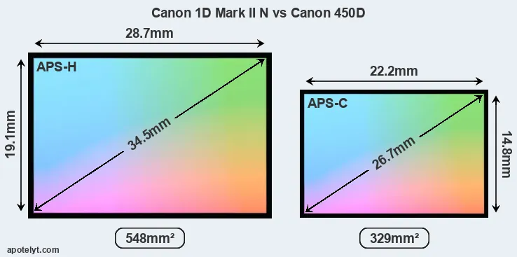 Canon 1D Mark II N and Canon 450D sensor measures