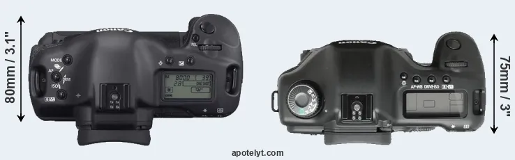 Compare 1D Mark II N versus 5D top