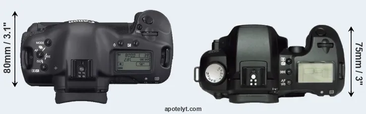 Compare 1D Mark II N versus D60 top