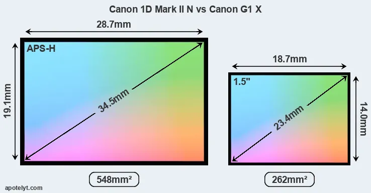 Canon 1D Mark II N and Canon G1 X sensor measures