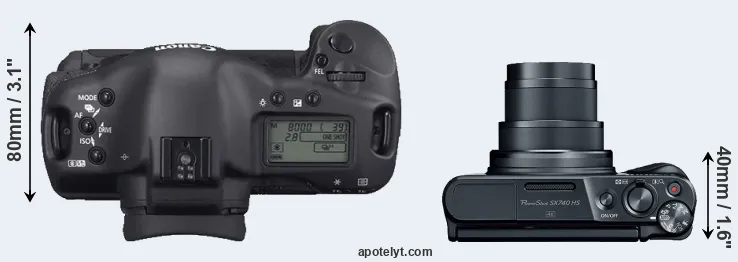 Compare 1D Mark II N versus SX740 top