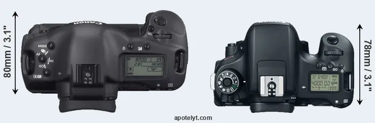 Compare 1D Mark II N versus T6s top