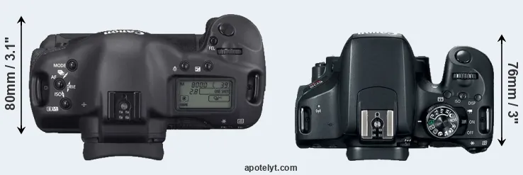 Compare 1D Mark II N versus T7i top