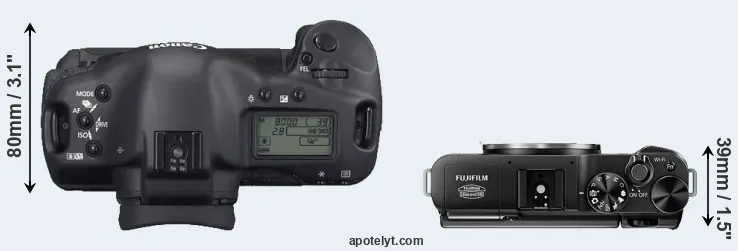 Compare 1D Mark II N versus X-M1 top