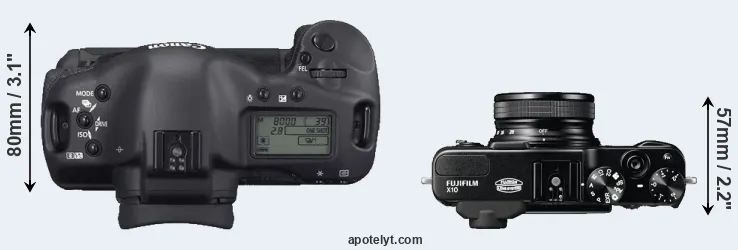 Compare 1D Mark II N versus X10 top