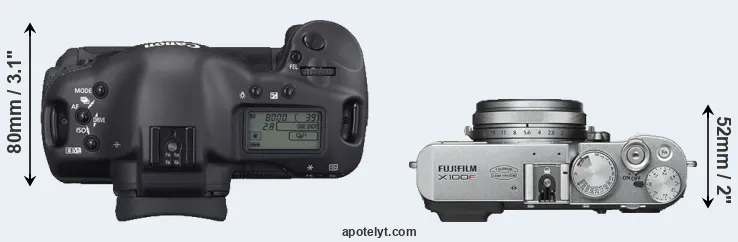 Compare 1D Mark II N versus X100F top