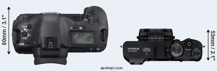 Compare 1D Mark II N versus X100V top