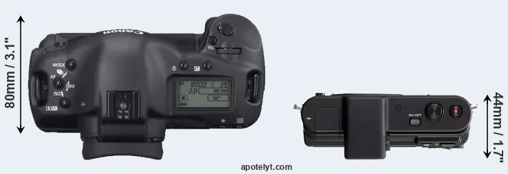 Compare 1D Mark II N versus V1 top