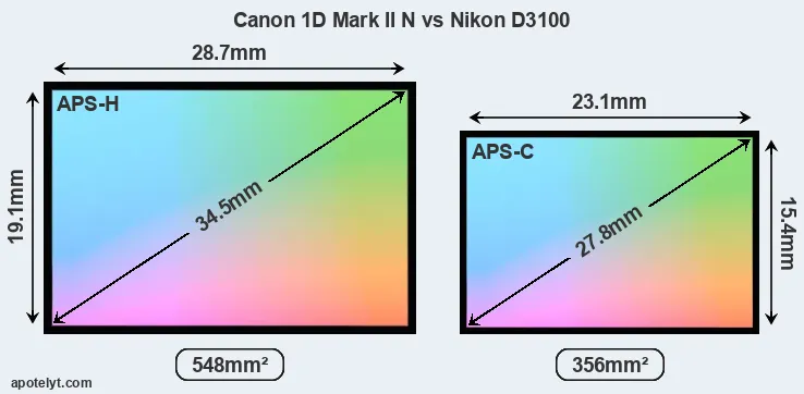 Canon 1D Mark II N and Nikon D3100 sensor measures