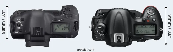 Compare 1D Mark II N versus D4 top