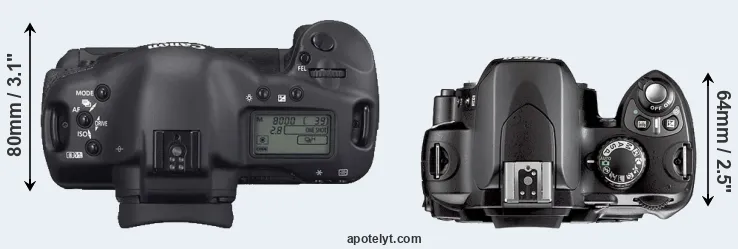 Compare 1D Mark II N versus D40X top
