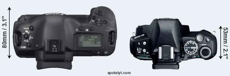 Compare 1D Mark II N versus E-410 top