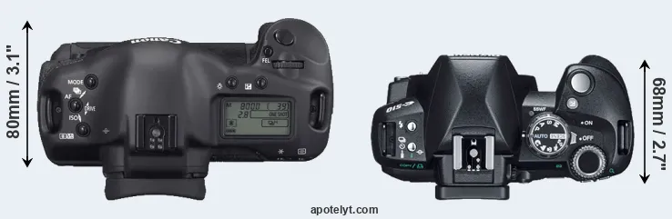Compare 1D Mark II N versus E-510 top