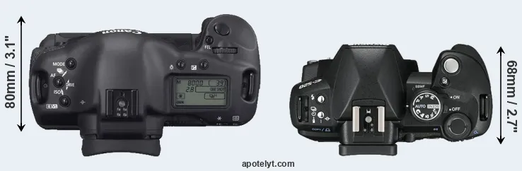 Compare 1D Mark II N versus E-520 top