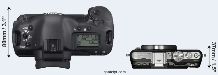 Compare 1D Mark II N versus E-PL3 top
